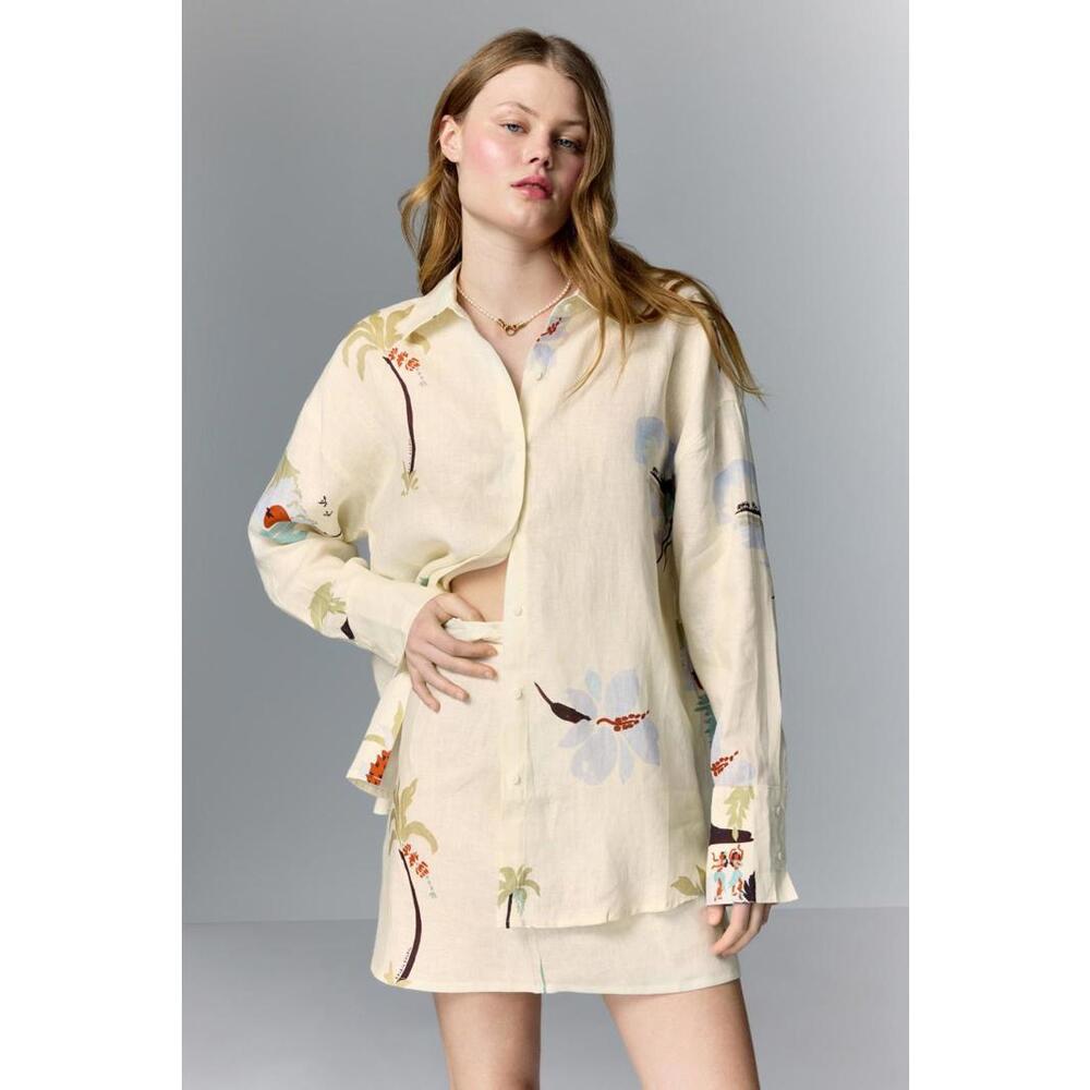 Soleil Soleil Off-White Keaton Shirt Size 2 with Discoloration
